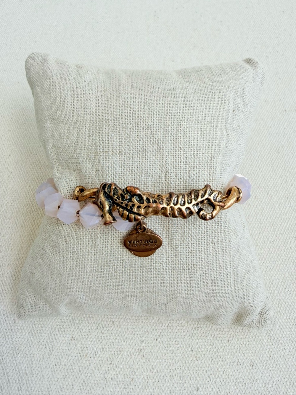 *Vintage Sixty Six Bracelet* ALEX & ANI Retired Sea Horse~Pink Beads UGC